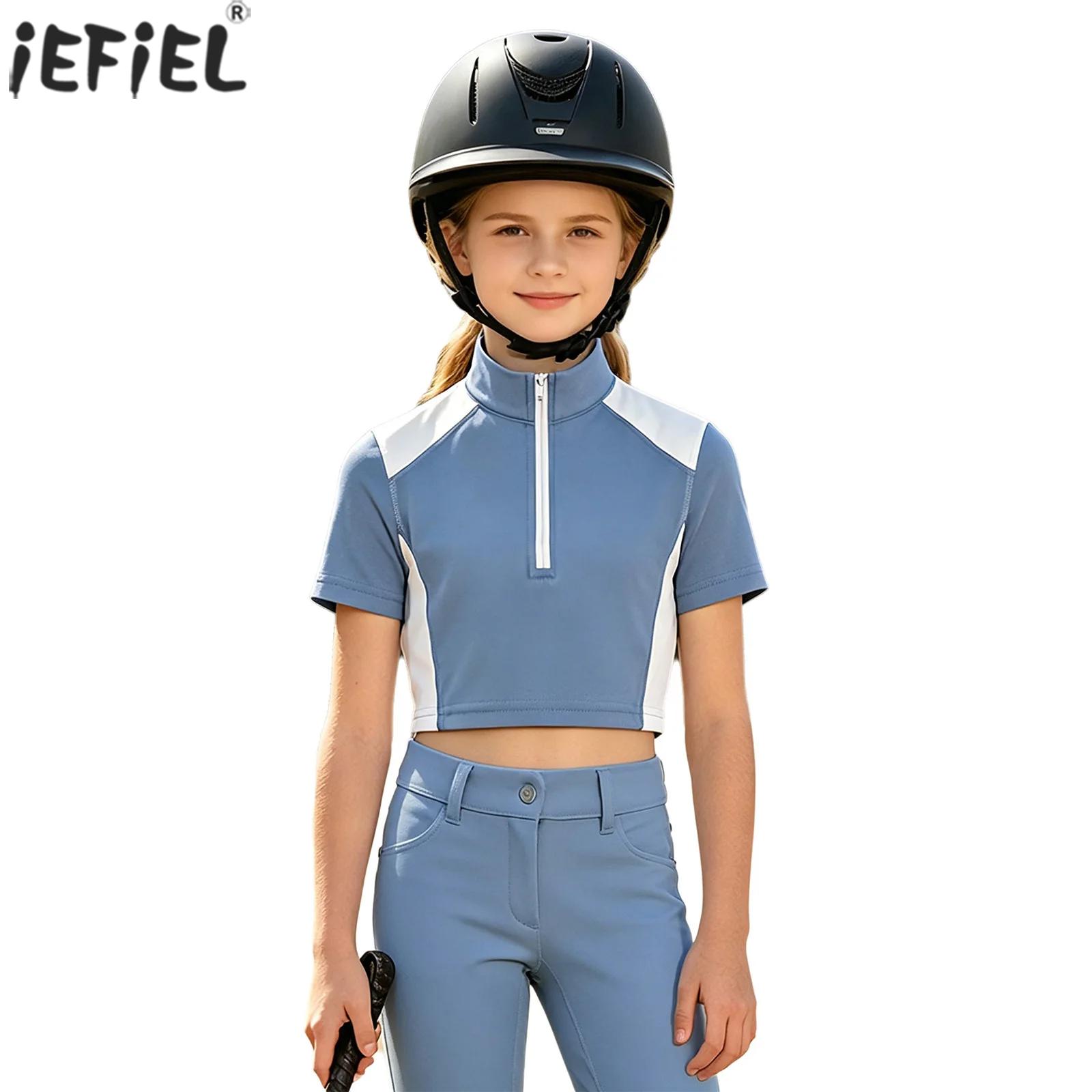 Summer Equestrian Clothing - Kids Girls Sports Equestrian Shirt Horse