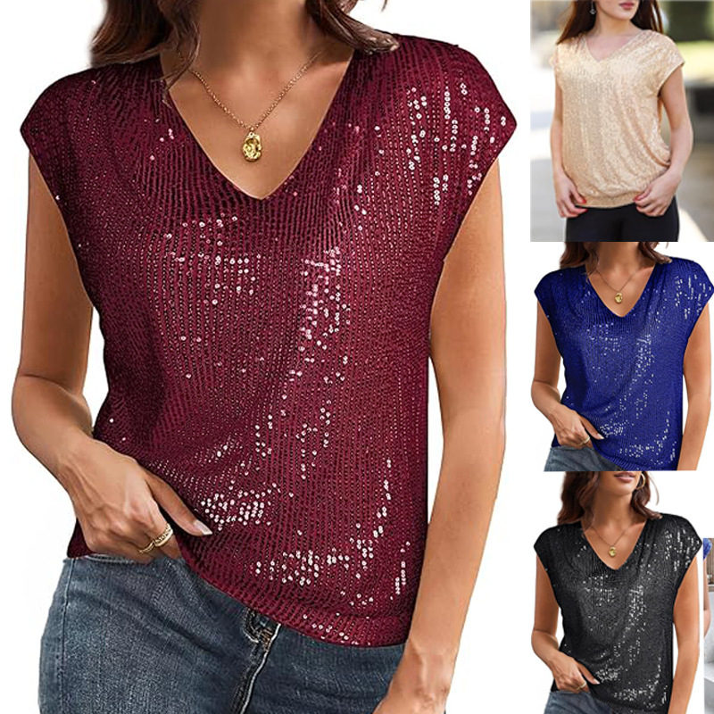 Summer Evenings Clothing - 2025 Spring Tops Black Sequin Evening