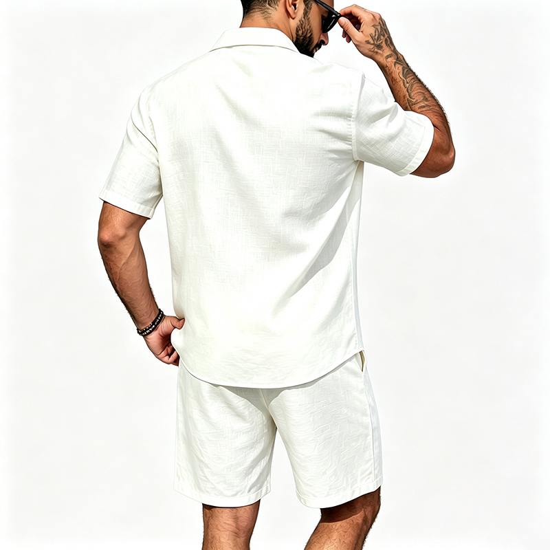 Men Linen Two Piece Outfit Sho - Summer Clothing Essentials 评论和价格