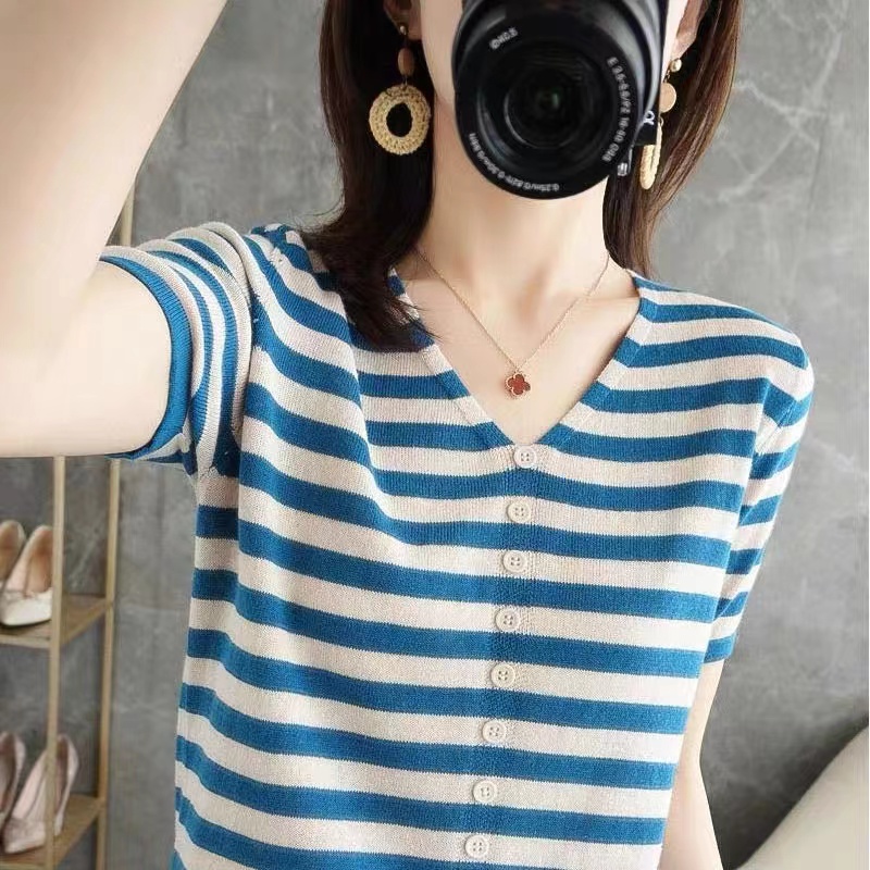 Ladies Ice Silk Short Sleeve T - Summer Clothing Label 评论和价格