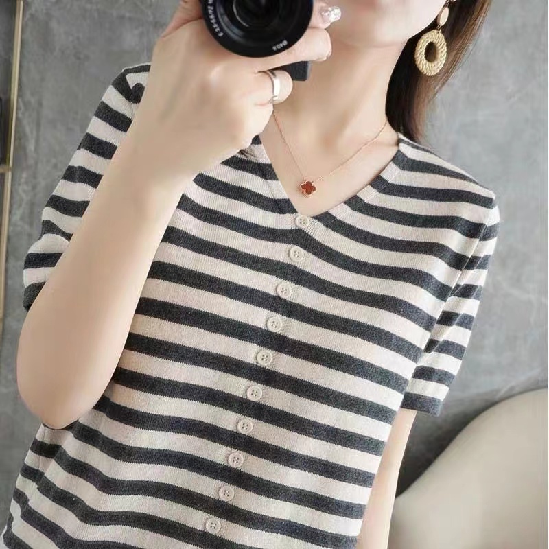 Ladies Ice Silk Short Sleeve T - Summer Clothing Label 评论和价格