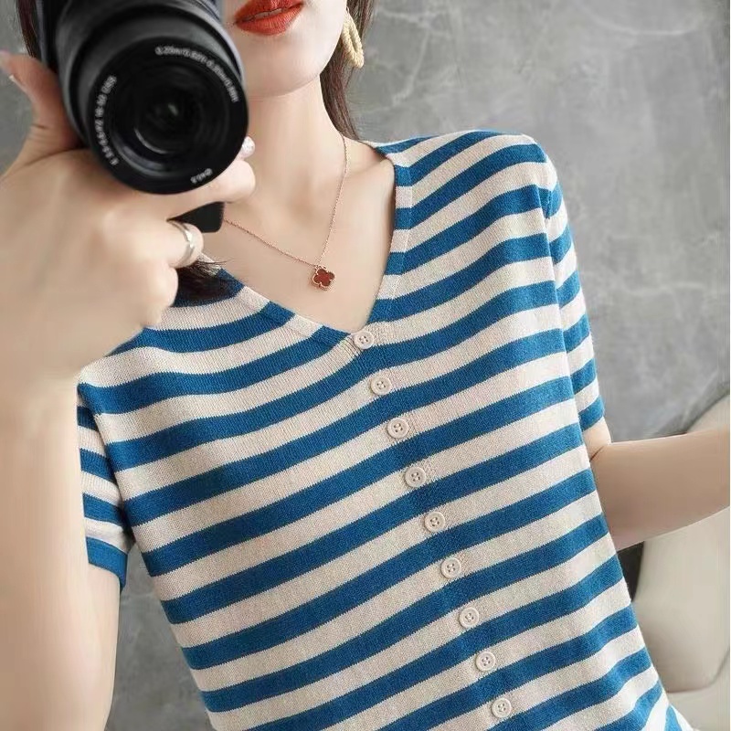 Ladies Ice Silk Short Sleeve T - Summer Clothing Label 评论和价格