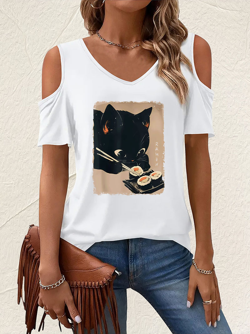 Japanese Style Cat Eat Ramen V - Summer Clothing Drop 评论和价格