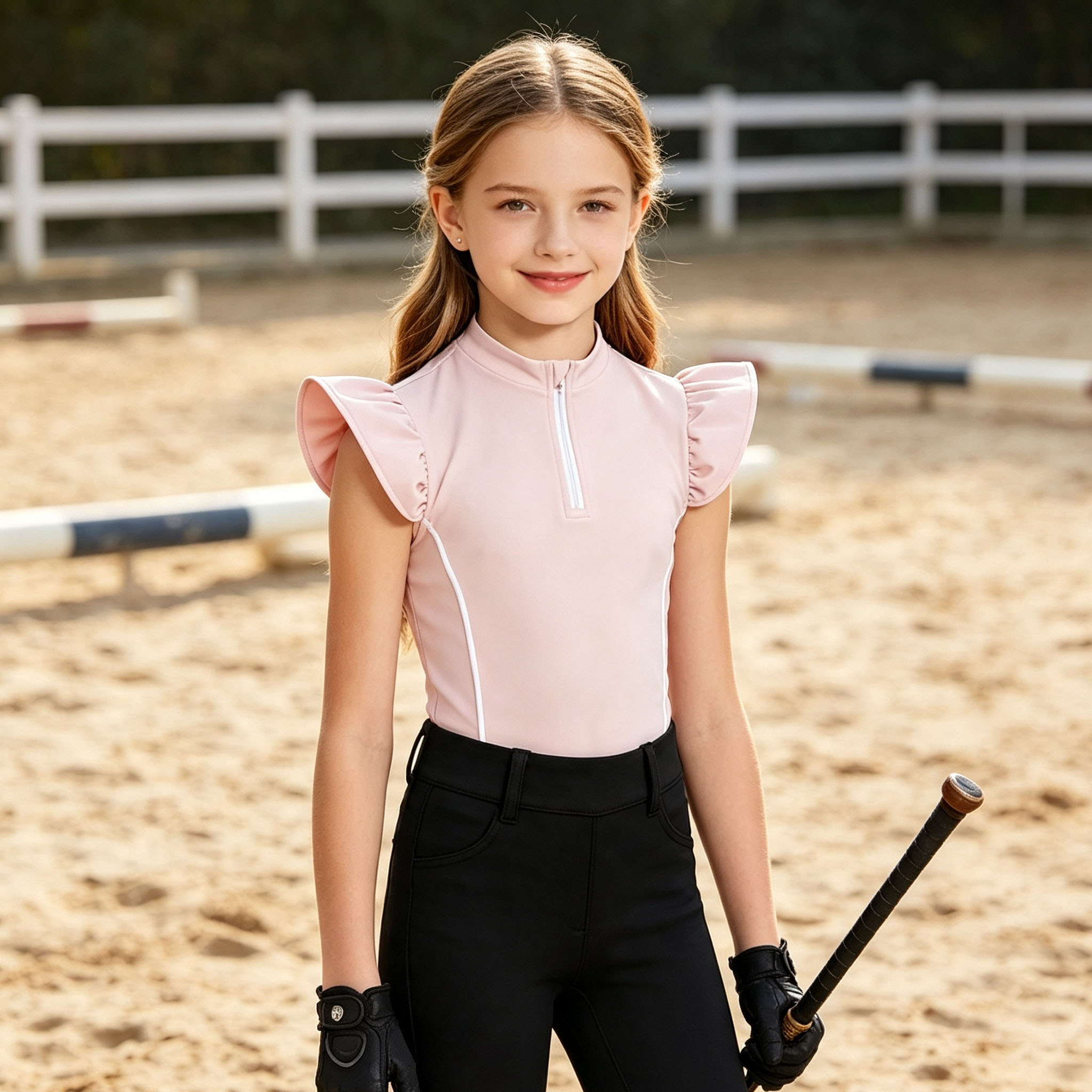 Kids Girls Horse Riding Shirt  - Summer Equestrian Clothing 评论和价格
