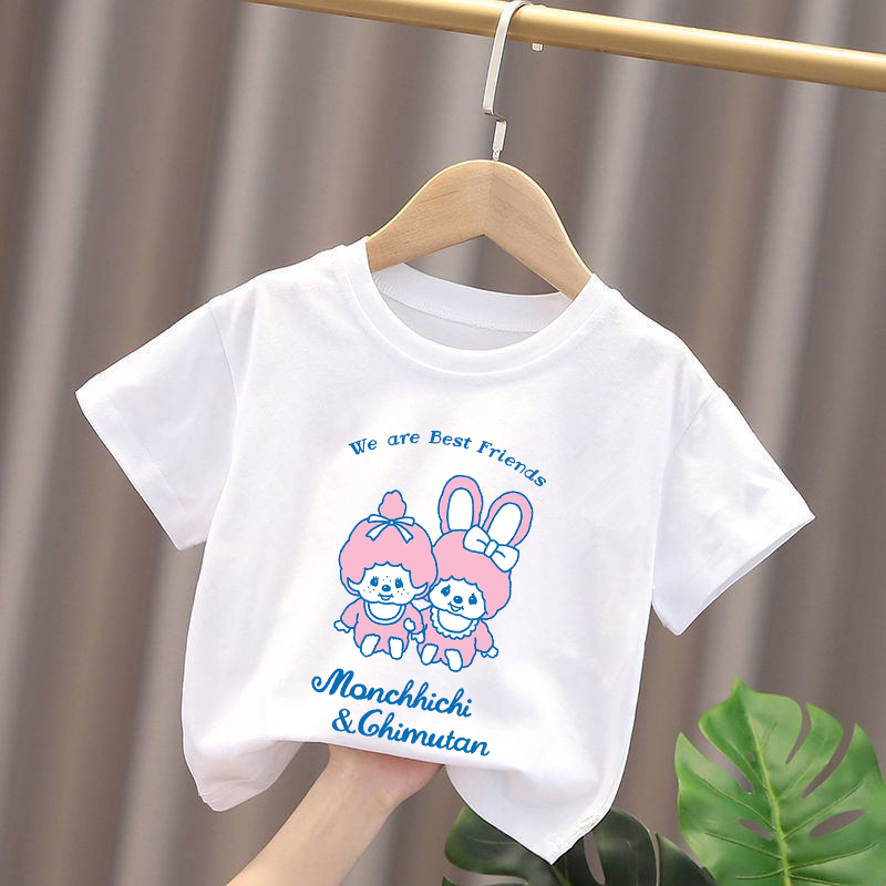 Monchhichi Kids T-shirts Anime - Summer Clothing Baby Girl 评论和价格