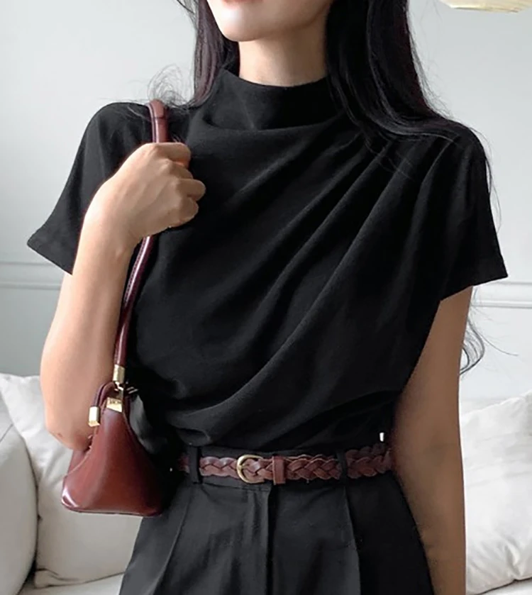 Half Turtleneck T Shirt Women  - Summer Clothing Drop 评论和价格
