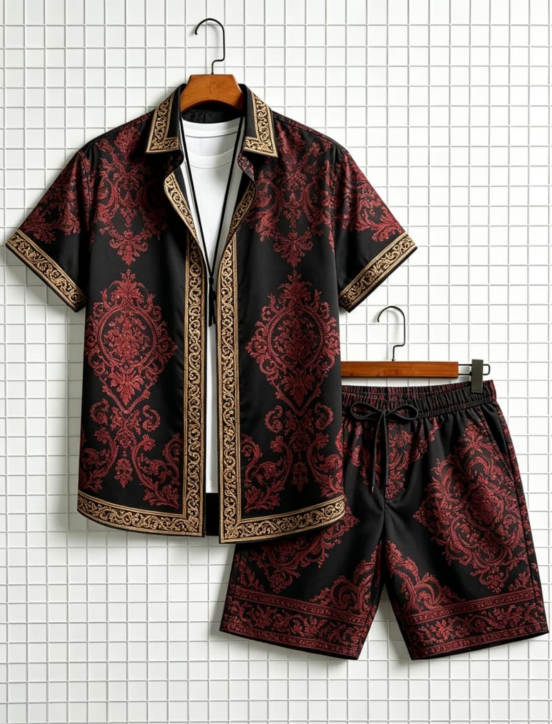 Men's ethnic border printed sh - Summer Clothing Essentials 评论和价格