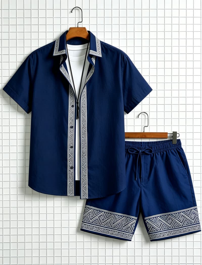Men's ethnic border printed sh - Summer Clothing Essentials 评论和价格