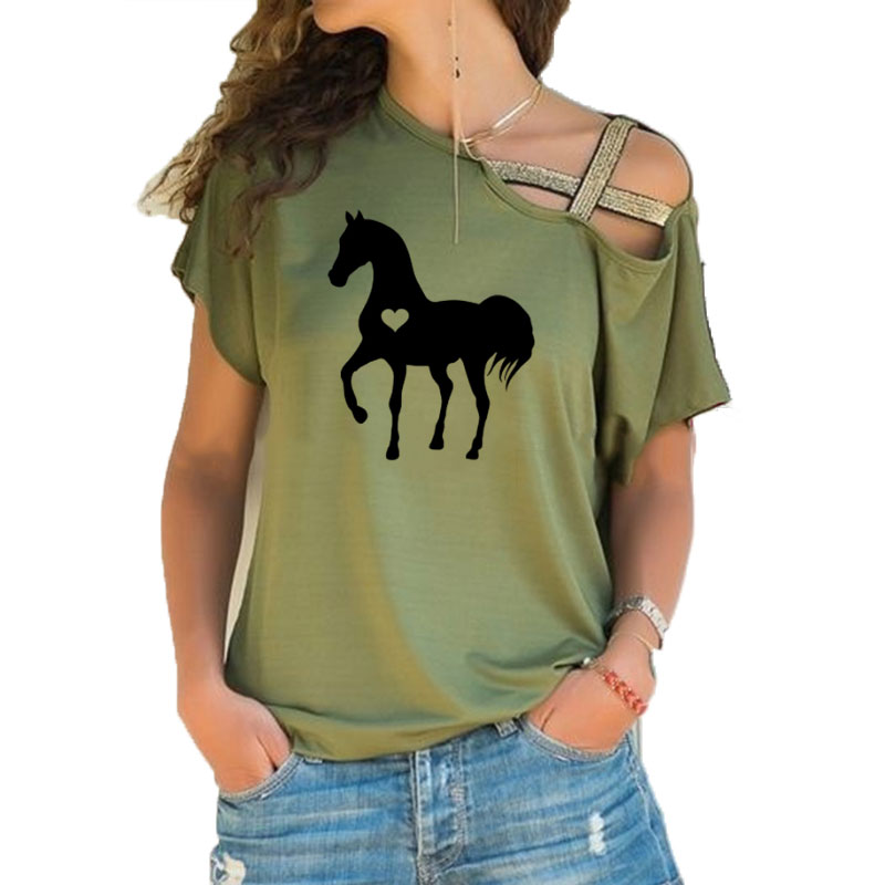 Summer New Heart horse tshirt  - Summer Equestrian Clothing 评论和价格