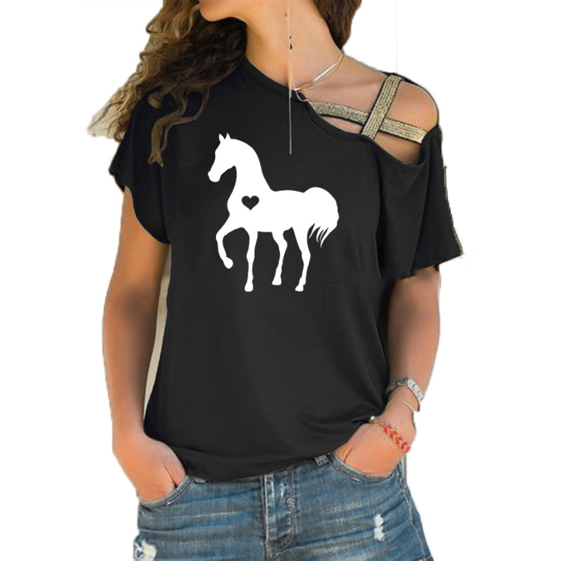 Summer New Heart horse tshirt  - Summer Equestrian Clothing 评论和价格