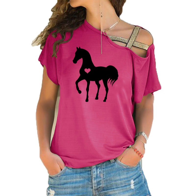 Summer New Heart horse tshirt  - Summer Equestrian Clothing 评论和价格