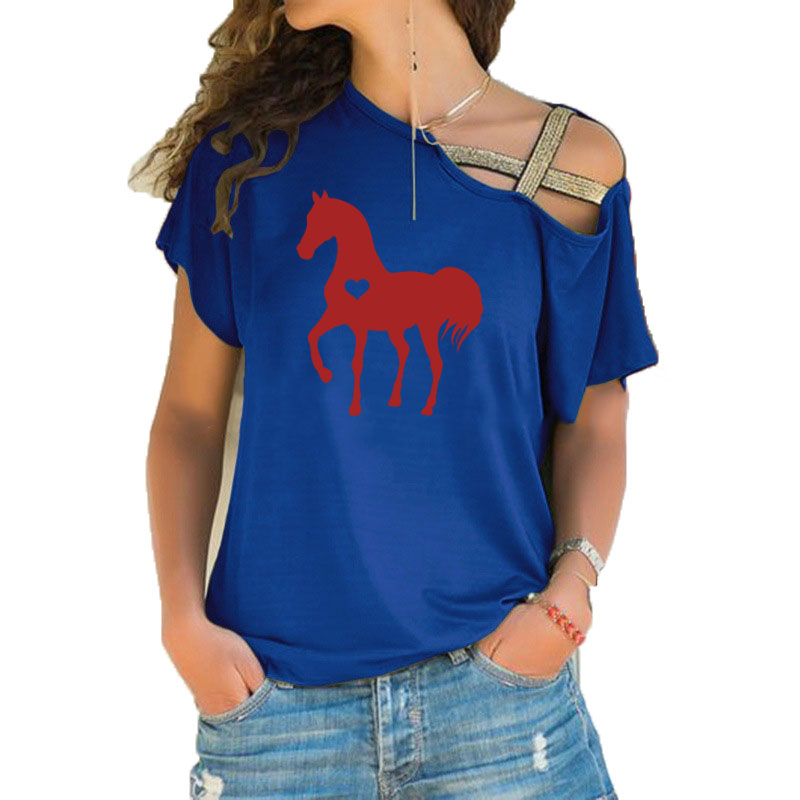 Summer New Heart horse tshirt  - Summer Equestrian Clothing 评论和价格