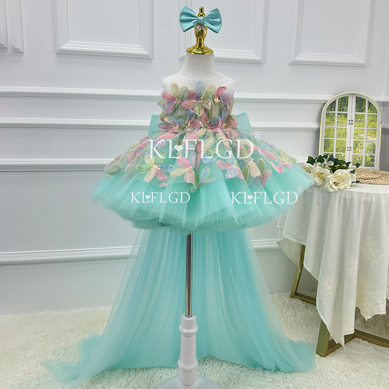 KLFLGD Elegant Turquoise Flowe - Summer Clothing Baby Girl 评论和价格