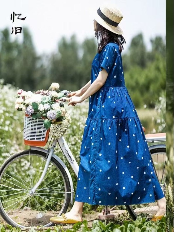 Blue Pure Cotton Floral Print  - Summer Clothing Label 评论和价格