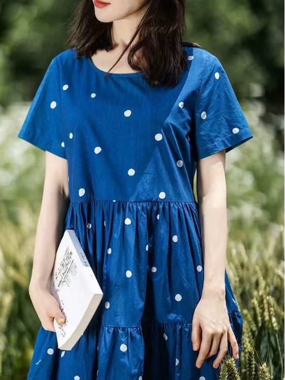 Blue Pure Cotton Floral Print  - Summer Clothing Label 评论和价格