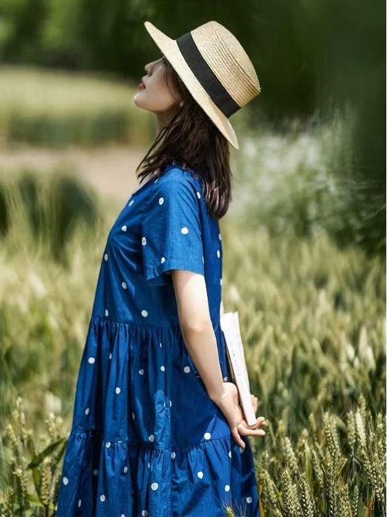 Blue Pure Cotton Floral Print  - Summer Clothing Label 评论和价格